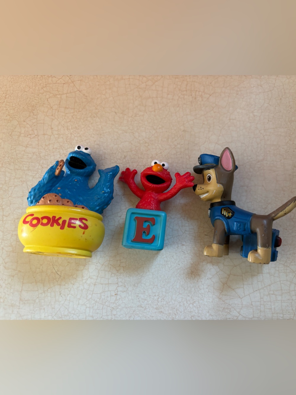 Cookie Monster, Elmo and chase paw patrol tonies